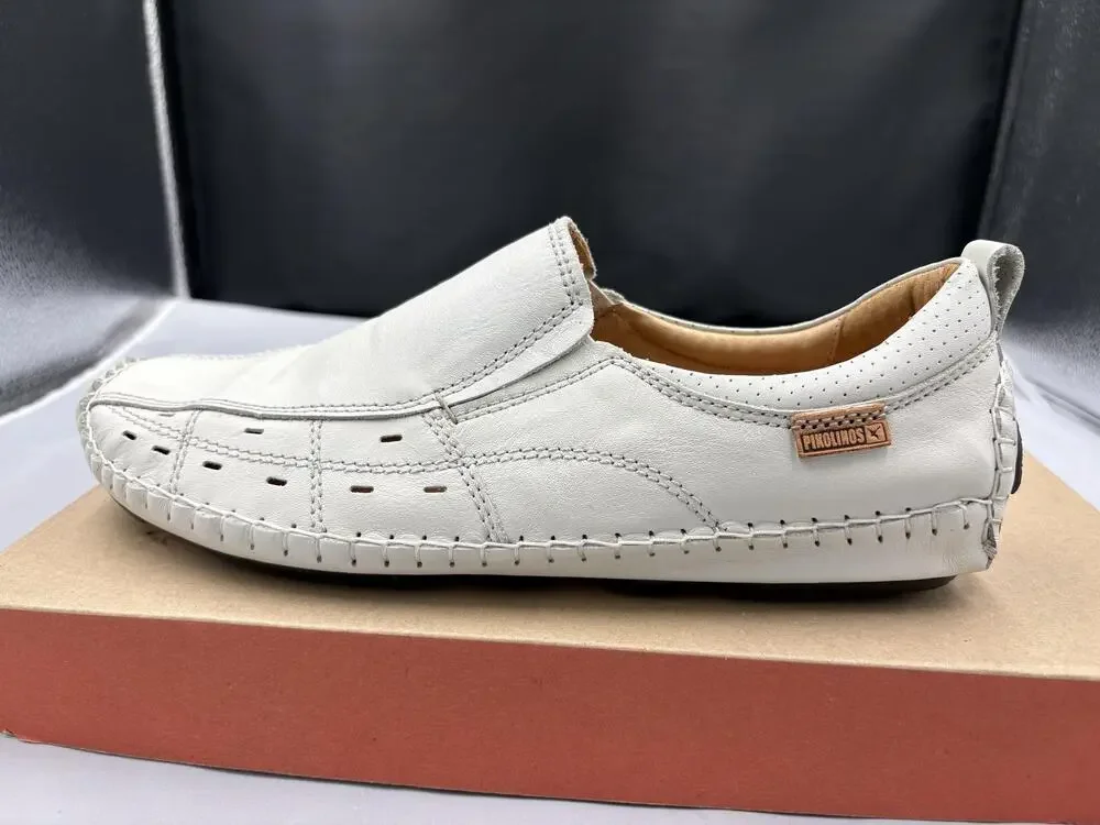 Pikolinos Shoes Mens EU 42 US 9 White Leather Moccasin Slip On Spain 09Z-5807